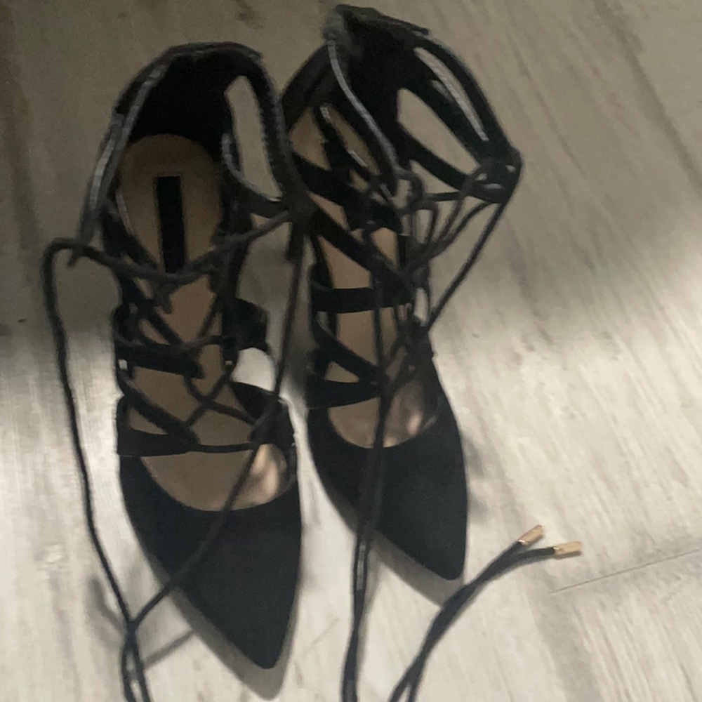 Black lace up heels